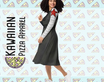 Frauen Bucky inspiriert All-over-Print Langarm-Midikleid