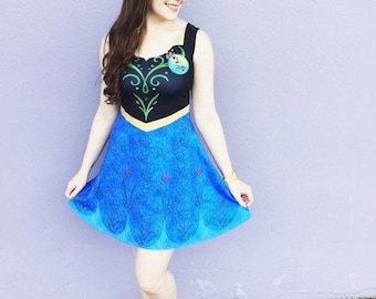 Vestido acampanado sin mangas inspirado en Anna para mujer