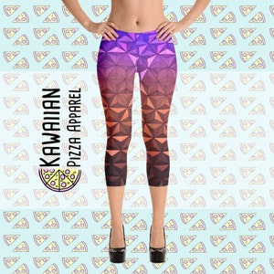 Women&#39;s Nighttime Spaceship Earth Epcot Inspired Capri Leggings
