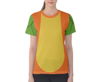 Women's Orange Bird Inspired Short Sleeve Shirt
