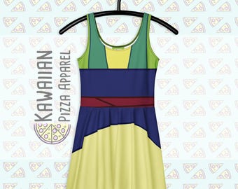 Women's Green Mulan Inspired Skater Dress