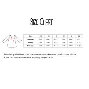 a size chart for a dress, with measurements for different sizes (XS, S, M, L, XL) and corresponding bust sizes (B, A).