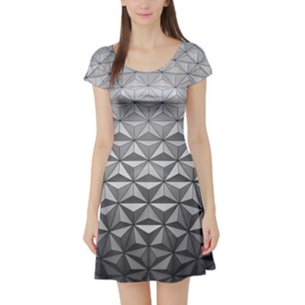 Epcot Spaceship Earth Inspired Short Sleeve Skater Dress