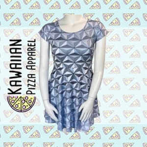 Epcot Spaceship Earth Inspired Cap Sleeve Skater Dress