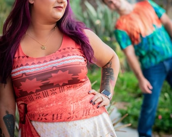 Von Moana inspiriertes ärmelloses Flare-Kleid für Frauen