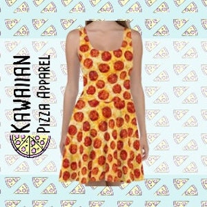 Women&#39;s Pepperoni Pizza Skater Dress