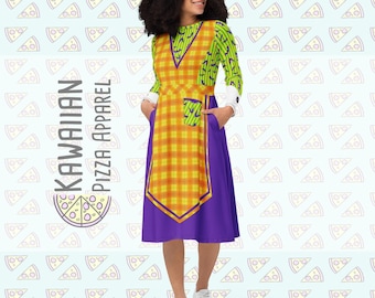 Women's Not So Scary Halloween Cast Member All-over print long sleeve midi dress