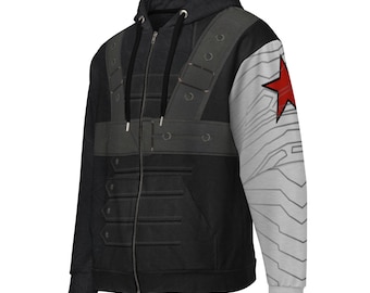 Sudadera con capucha y cremallera unisex inspirada en Bucky