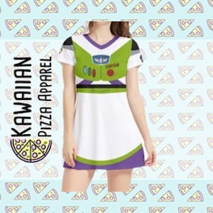 Buzz Lightyear  Inspired Short Sleeve V-Neck Dress