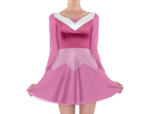 pink long sleeve skater dress
