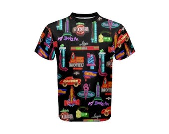Op neon geïnspireerd Cars Land-shirt heren met korte mouwen