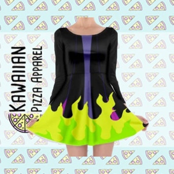 Maleficent Sleeping Beauty Inspired Long Sleeve Skater Dress