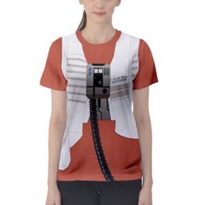 Camisa deportiva de manga corta inspirada en el piloto rebelde Poe Dameron para mujer