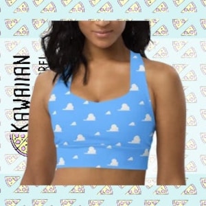 Sujetador deportivo largo reciclado inspirado en el papel tapiz de Andy para mujer