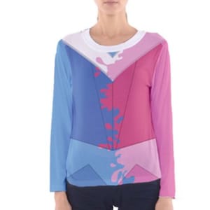 Women's Aurora Make It Pink Make It Blue Sleeping Beauty Inspired Stitches Long Sleeve V-Neck Shirt