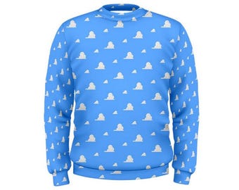 Sudadera unisex con cuello redondo y papel tapiz de nubes para hombre