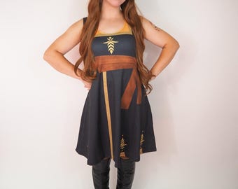 Vestido acampanado sin mangas inspirado en Anna para mujer
