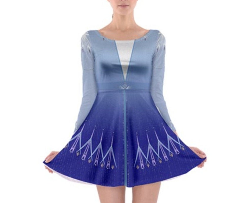 Elsa Frozen 2 Inspired Long Sleeve Skater Dress Etsy