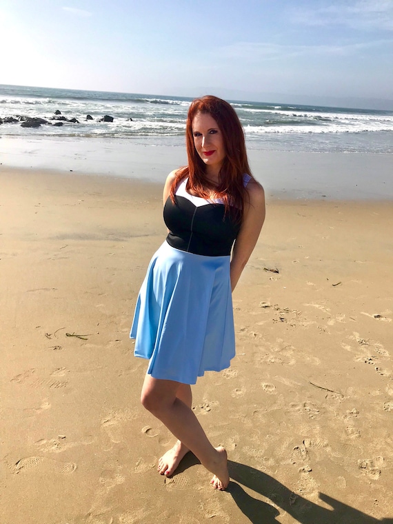 ariel skater dress Disney Princess Ariel Floral Big Girls Chambray Skater Dress Blue / Little Mermaid 10-12