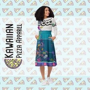 Women&#39;s Mirabel Inspired All-over print long sleeve midi dress