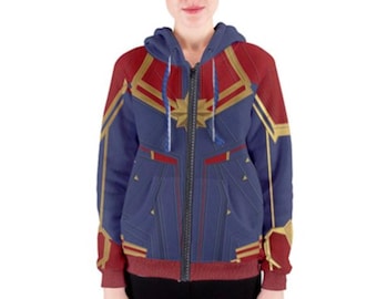 Sudadera con capucha y cremallera unisex inspirada en el Capitán Danvers