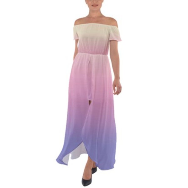 Padme Inspired Off Shoulder Open Front Chiffon Dress