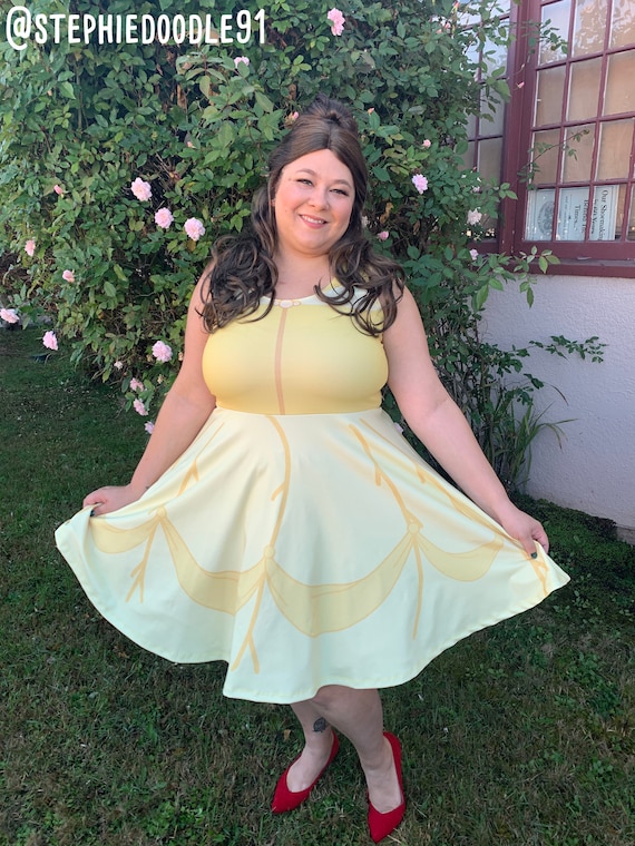 Plus size yellow skater dress hotsell