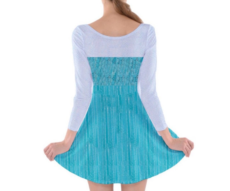 Elsa Frozen Inspired Long Sleeve Skater Dress Etsy
