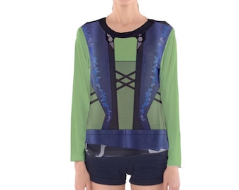 Women's Gamora Inspired Long Sleeve V-Neck Shirt