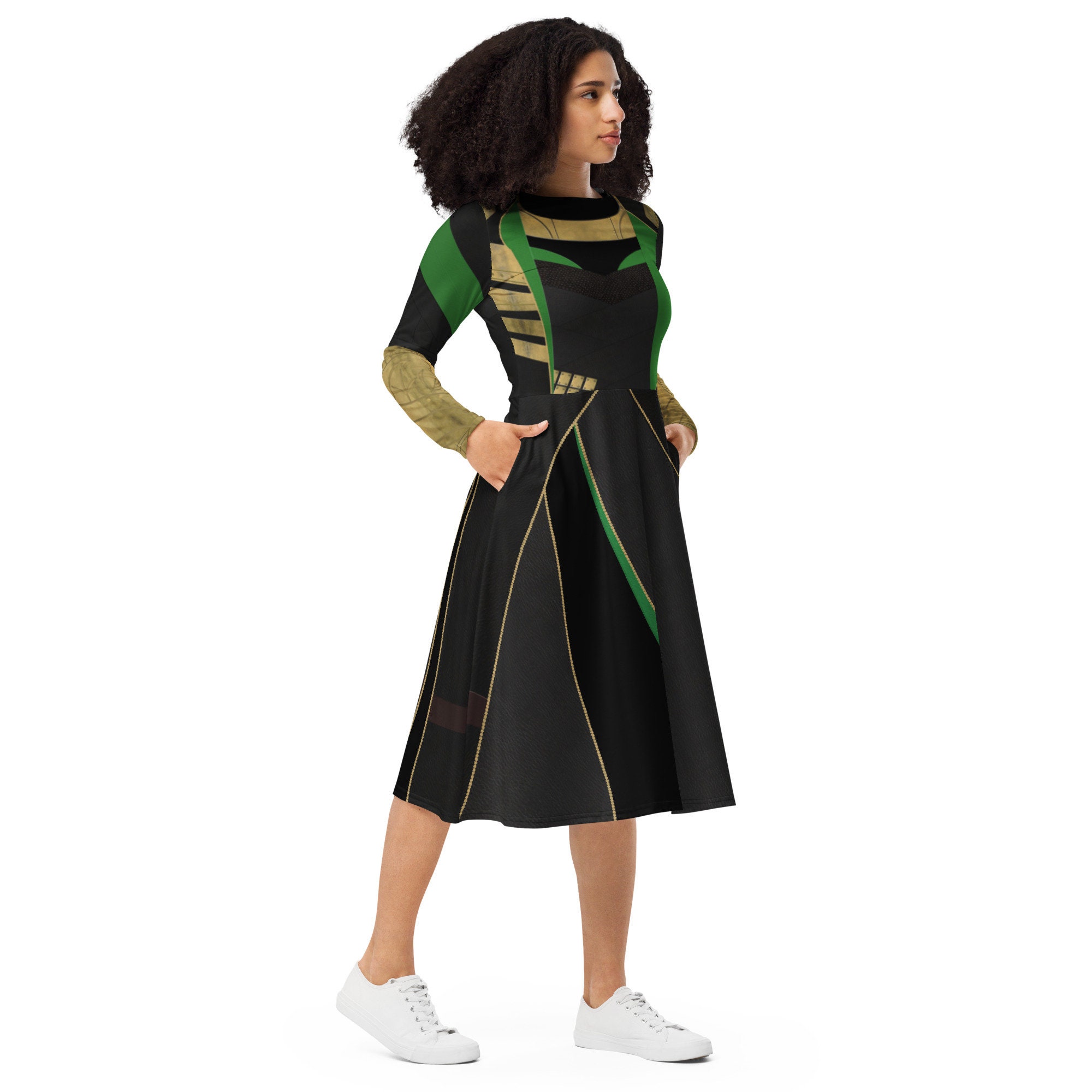 Women's Loki Inspired Long Sleeve Midi Dress - Etsy UK