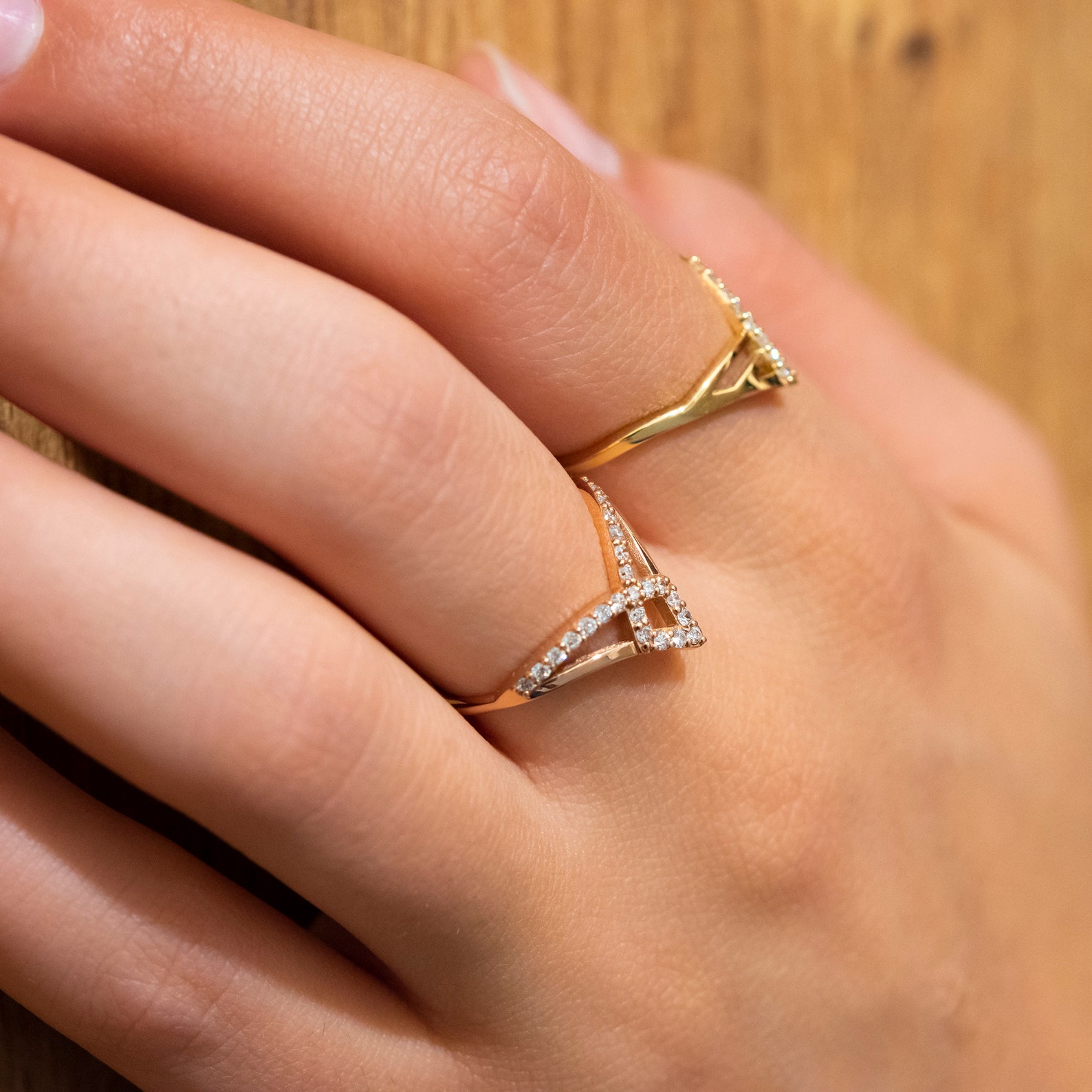 Rhombus Wedding Diamond Ring Chevron Diamond Ring Art Deco Etsy UK