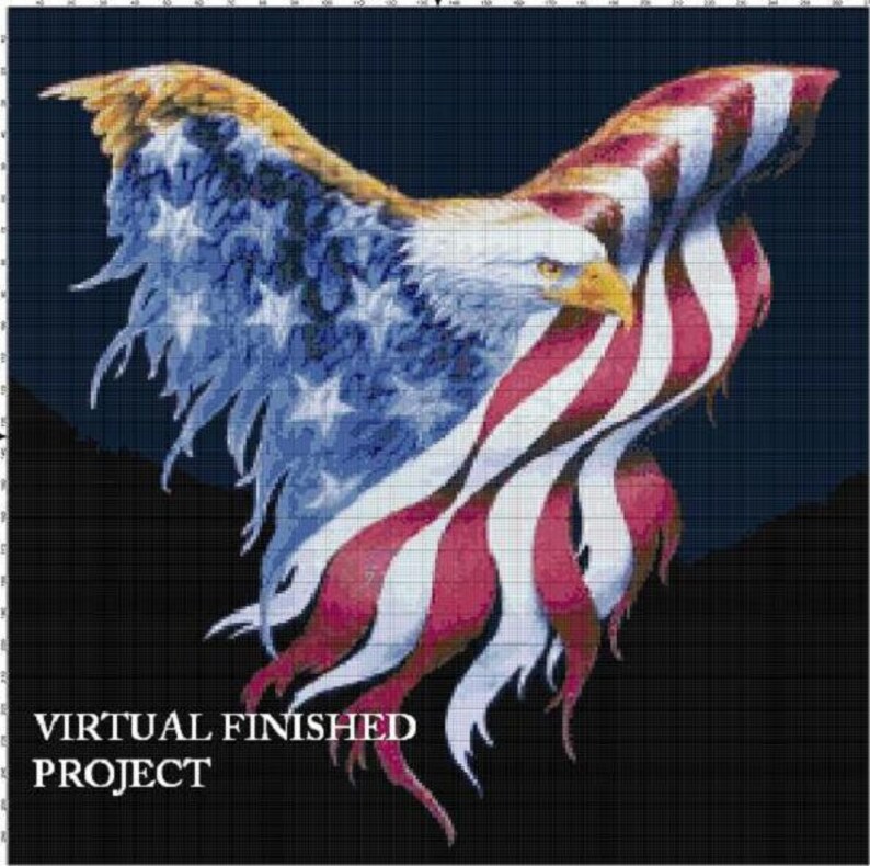 FlagDraped Eagle... Counted Cross Stitch Pattern Computer Etsy