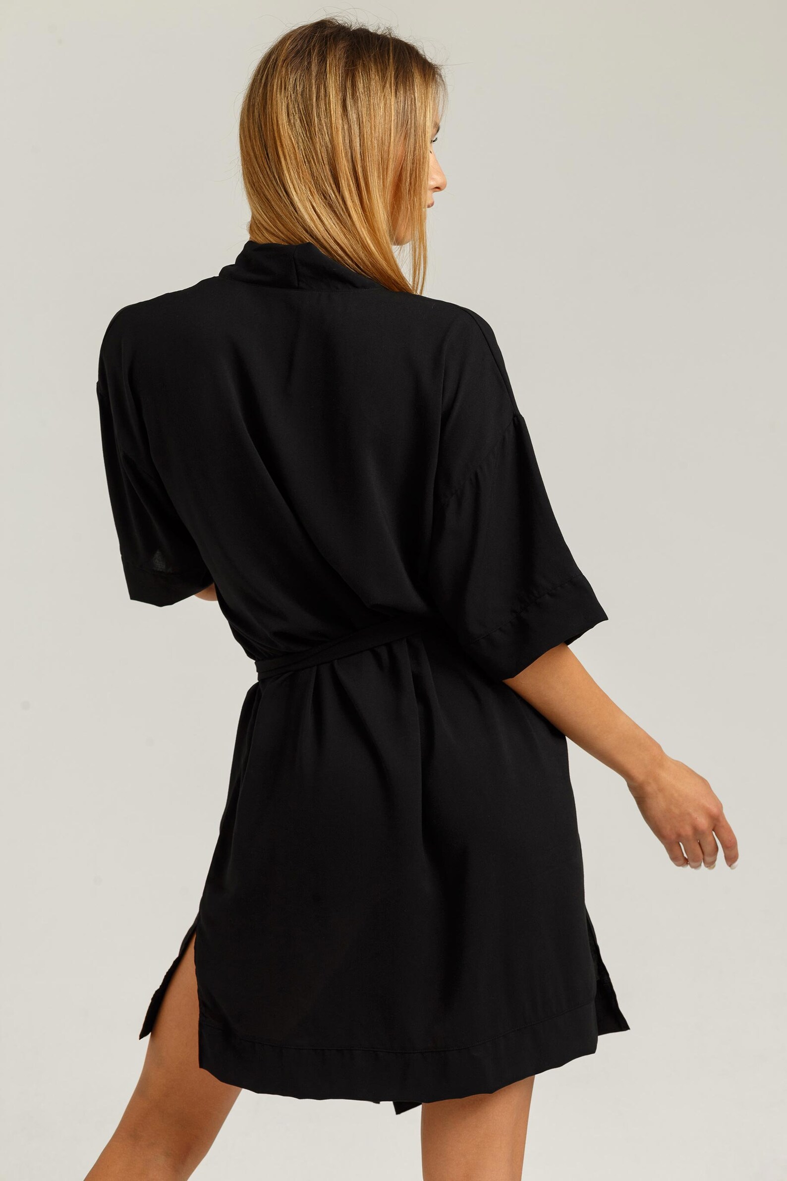 Black morning robe of 100 cotton Etsy