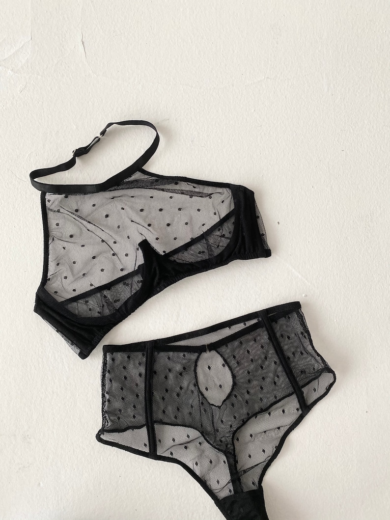 Custom Erotic Lingerie Transparent Mesh Lingerie Black Mesh Underwear
