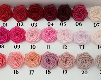 Handmade Double Face Satin  Ribbon Roses In Multiple Color (2 inches). Ready To Ship.