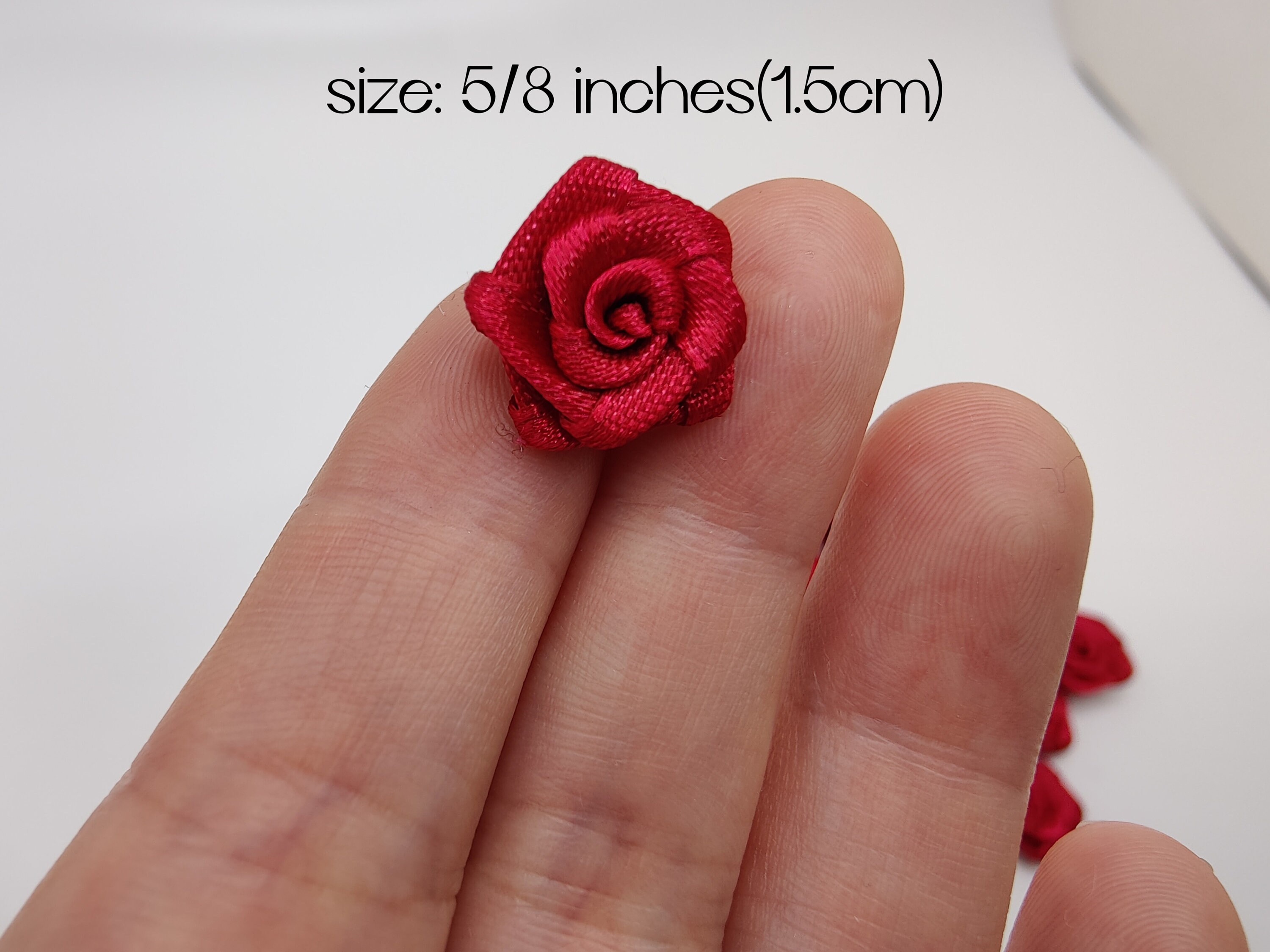 20 Pcs Small Handmade Satin Ribbon Roses in Wine.5/8 Inches High ...