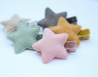 Non Slip Fabric Puff Star Glitter Velvet Hair Clips. Baby/Toddler/Girls Hair Accessories. Birthday Gift.