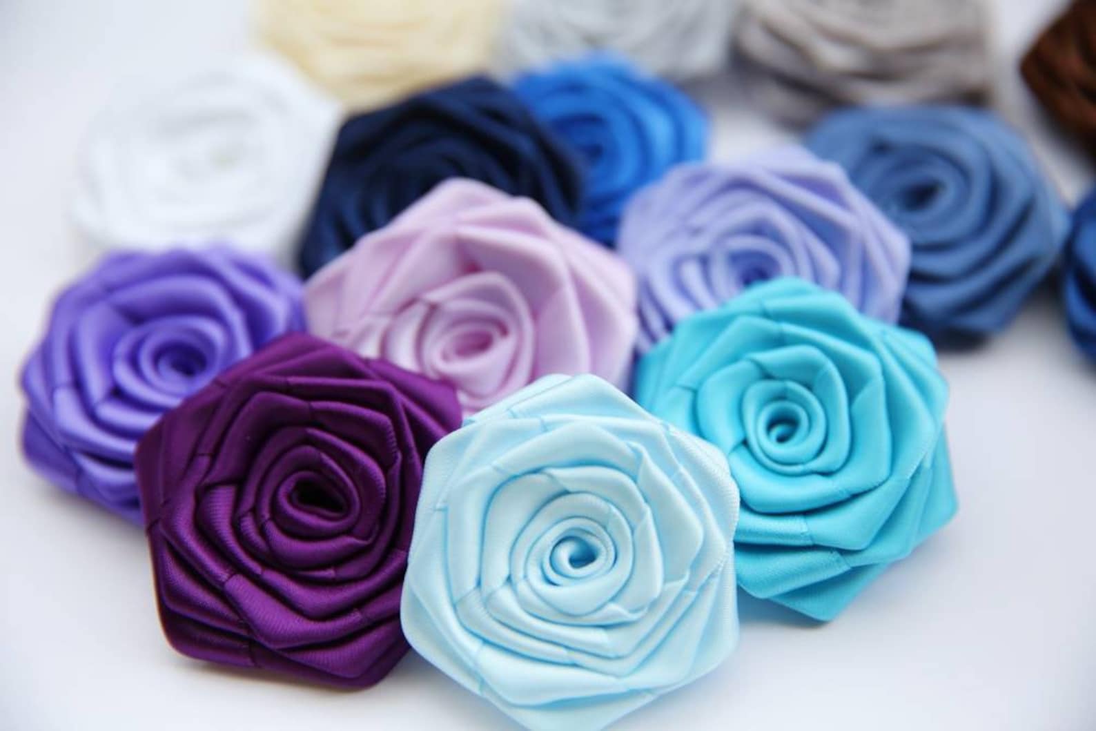 Handmade Double Face Satin Ribbon Roses in Multiple Color 2 | Etsy