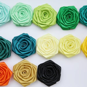 Handmade Double Face Satin Ribbon Roses in Multiple Color (2 Inches ...