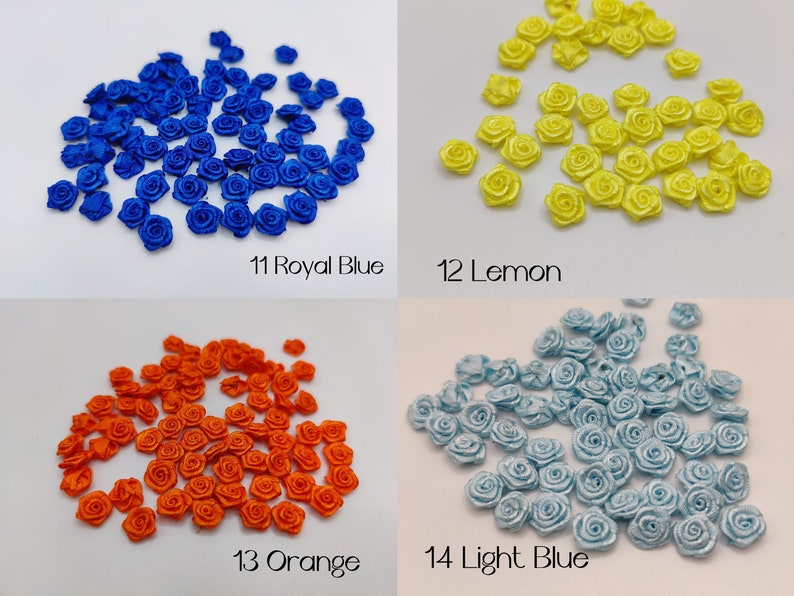 20 Pcs Tiny Handmade Satin Ribbon Roses in Multiple Color. Super High ...