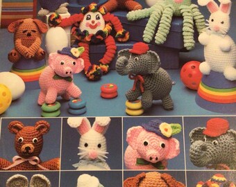 Leisure Arts Leaflet 306 Carefree Creatures to crochet using egg shaped hosiery containers