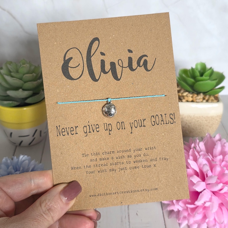 Personalised Football Wish Bracelet Card/ Motivational Gift image 7