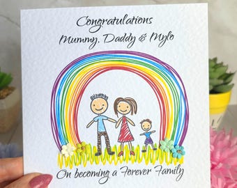 Personalisierte Glückwunschkarte zur Adoption / Für immer Familie / Tag der Adoption / Kostenloser Versand innerhalb Großbritanniens (2. Klasse)