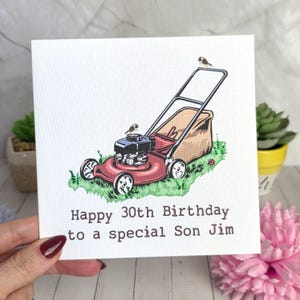 Personalised Gardening/ Lawn Mower Birthday Card FREE UK DELIVERY 2nd Class