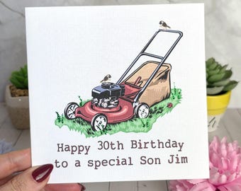 Personalised Gardening/ Lawn Mower Birthday Card