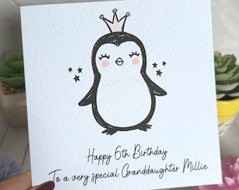 Personalised Penguin Age Birthday Card FREE UK DELIVERY 2nd Class