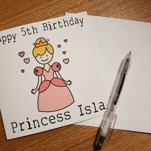 Carte d’anniversaire princess age personnalisée