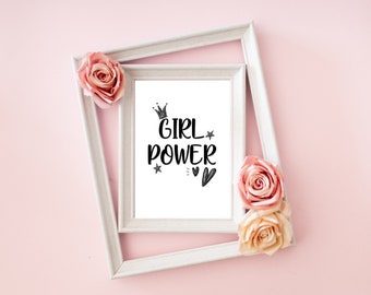 Girl Power Wall Print, Nursery Print, Bedroom Print, Play Room Print, Digital Download