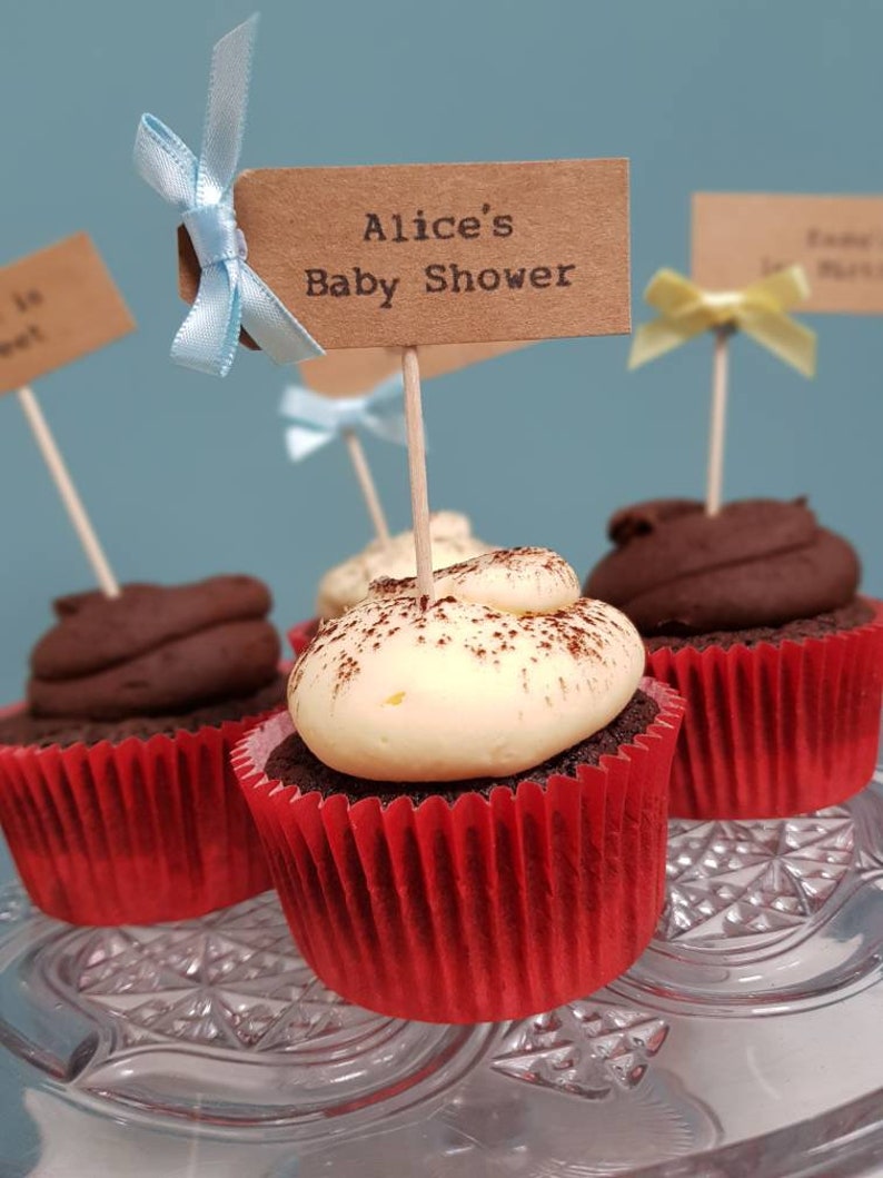 Personalised Baby Shower Cupcake Toppers 12 Etsy