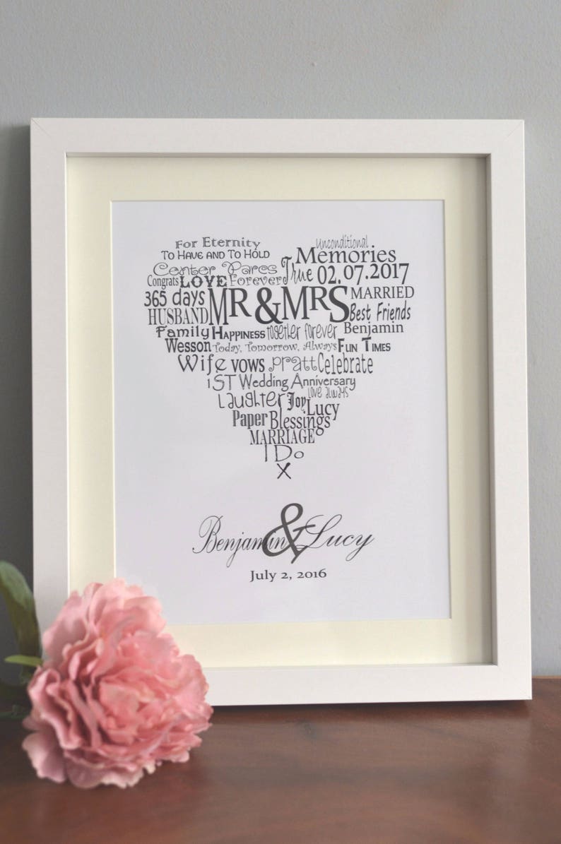 Personalised Wedding Word Art Gift Etsy UK
